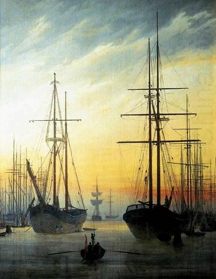 Caspar David Friedrich View of a Harbour . china oil painting image